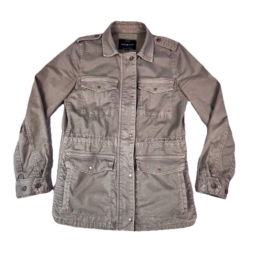 Lucky Brand Women’s Small Military Jacket Cotton Olive Green Utility Grunge